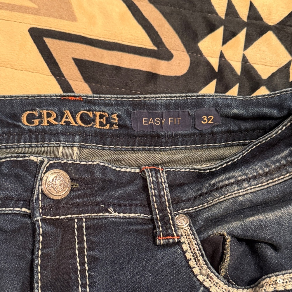 Grace Women's Dark Blue Easy Fit Jeans
